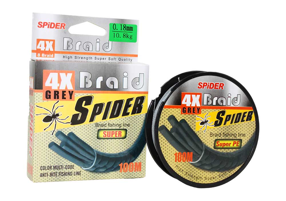 Леска плет. Spider 4X Braid Grey SUPER 0,12мм 100м