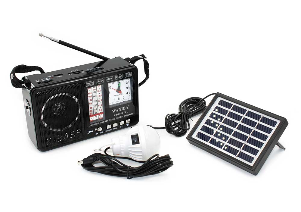 Радио X-BASS WAXIBA XB-401C-U-S-L Лампа+солнечная батарея