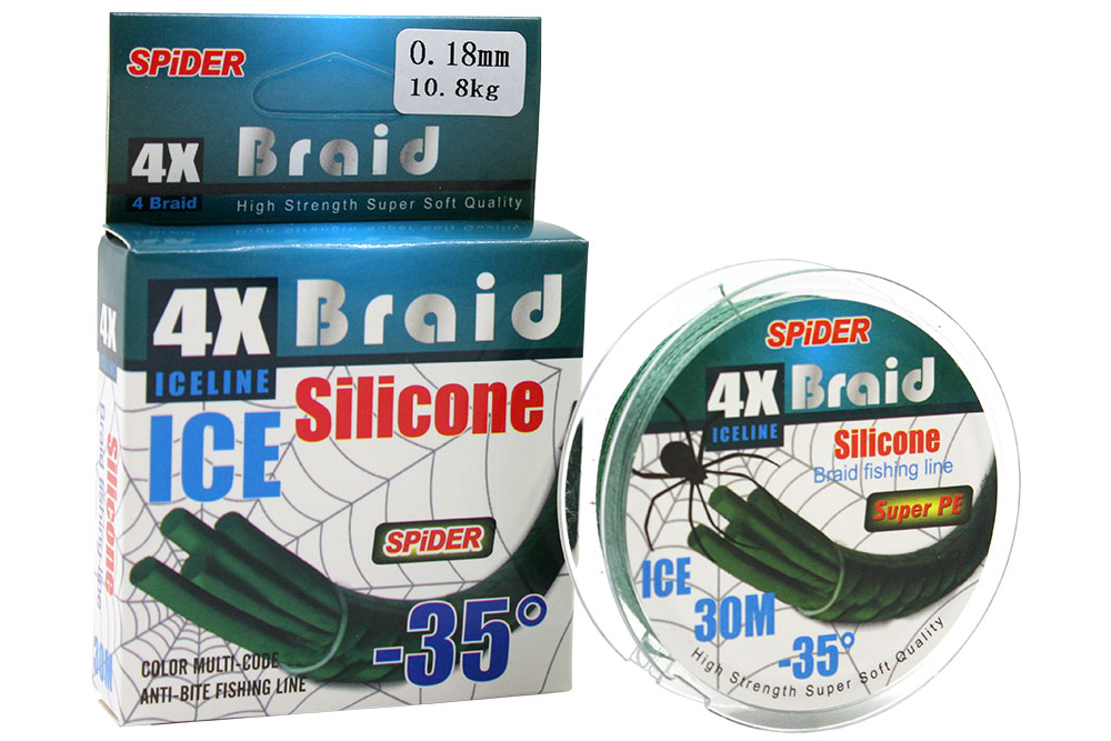 Леска плет. Spider 4X Braid Silicone ICE-35 0,10мм 30м
