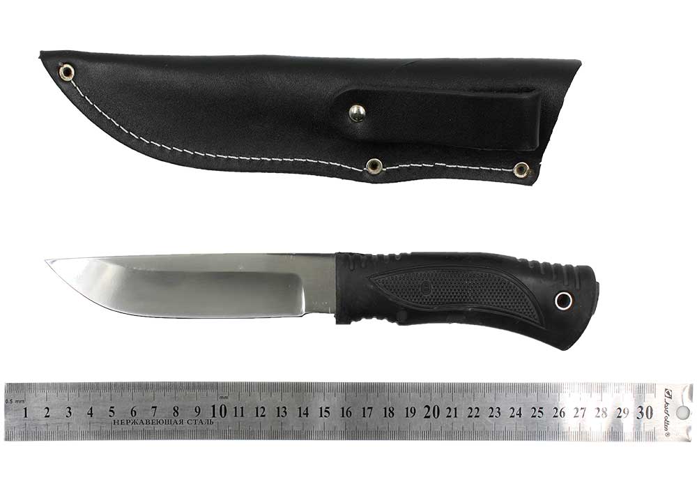 Нож Окский ст.65х13 цельнометалл с резиновой рукоятью (5387)
