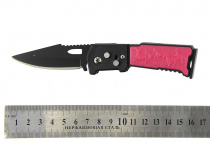 Нож скл. КА 901 (16см) черный мет.рис на пояс 