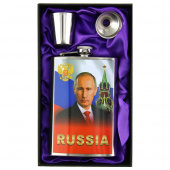Фляжка набор №9 Путин ткань (стопка+воронка)
