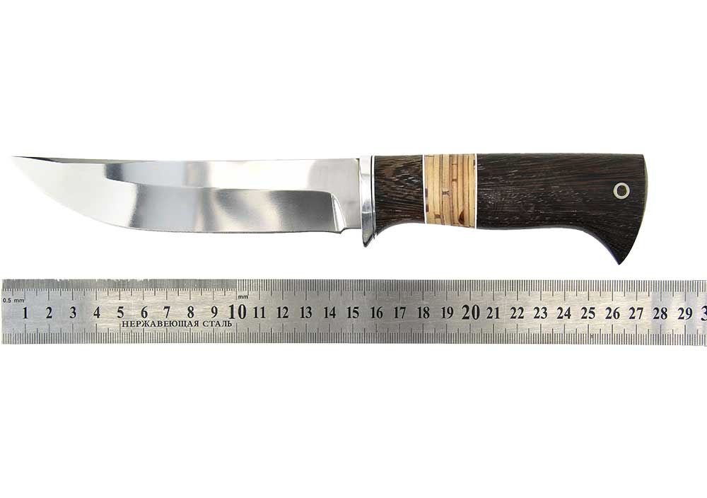 Нож Окский Ласка ст.65х13 рукоять венге, береста, дюраль, фибра (5694)