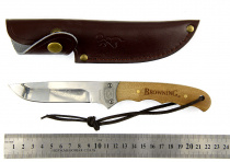 Нож охотничий с чехлом  Browning ручка дерево 20см